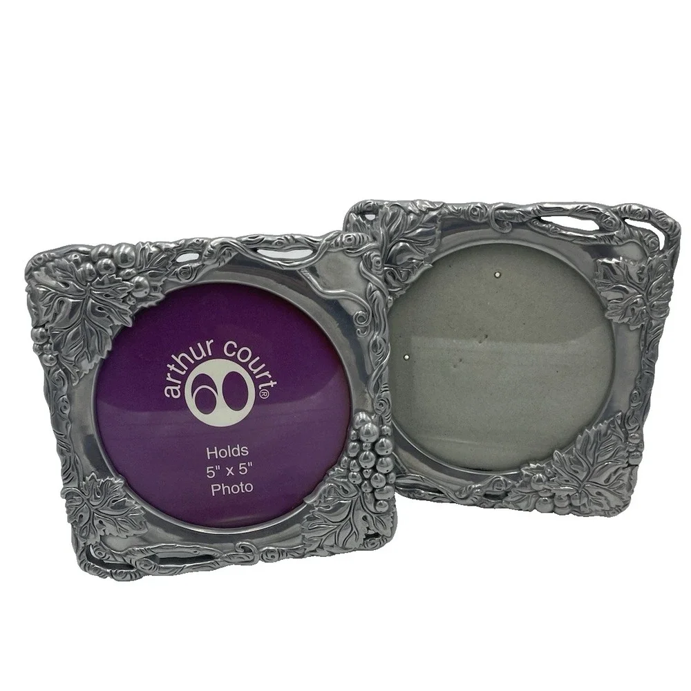 Set‎ of 2  Arthur Court 5 x 5  Picture Frames Grapes & Vines 2002 Photo Display
